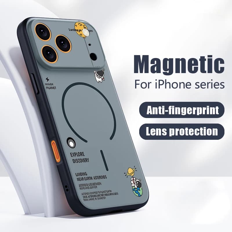 Hanging Astronaut Pattern Case For iPhone 17 Pro Max Magnetic For Magsafe Skin Feeling Cover For iPhone 16 18 Pro Max 15 14 13