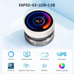 CrowPanel 1.28-inch ESP32 HMI Rotary Display 240x240 IPS Round Touch Knob Screen with UART I2C FPC Interface 2.4G WiFi Support