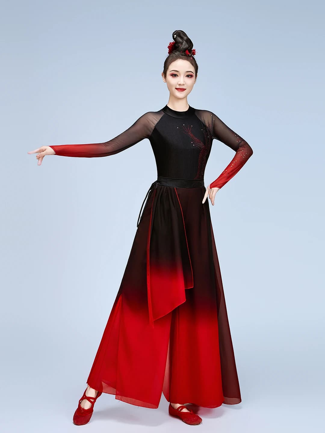 Elegant Classical Dance Performance Costume Women's New Style Flowing Fan Dance Clothing Drumming Ethnic Stage Outfit