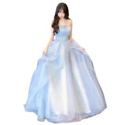 Elegant Blue Bridesmaid Dress Women's High-End Feeling Super Fairy Atmosphere Cover Belly Slimming Art Exam Princess Skirt