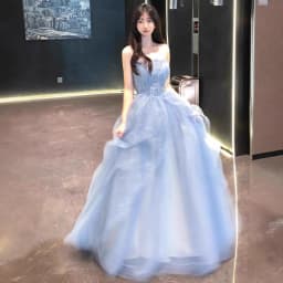 Elegant Blue Bridesmaid Dress Women's High-End Feeling Super Fairy Atmosphere Cover Belly Slimming Art Exam Princess Skirt