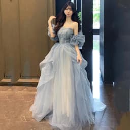 Elegant Blue Bridesmaid Dress Women's High-End Feeling Super Fairy Atmosphere Cover Belly Slimming Art Exam Princess Skirt