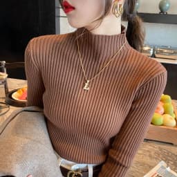 Winter Long Sleeve Mock Neck Knitted Women Sweater Pullover Slim Knit Sweater Women Tops Blusas Mujer De Moda 2024 Blusa J995