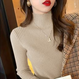 Winter Long Sleeve Mock Neck Knitted Women Sweater Pullover Slim Knit Sweater Women Tops Blusas Mujer De Moda 2024 Blusa J995