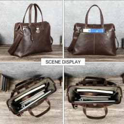 CONTACT'S Genuine Leather Business Bags for Men Metal Frame Doctor Bag Briefcase Shoulder Tote Laptop Bags for 14“ Macbook Pro