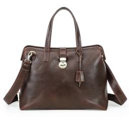 CONTACT'S Genuine Leather Business Bags for Men Metal Frame Doctor Bag Briefcase Shoulder Tote Laptop Bags for 14“ Macbook Pro