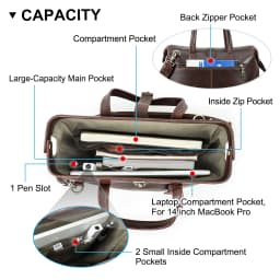 CONTACT'S Genuine Leather Business Bags for Men Metal Frame Doctor Bag Briefcase Shoulder Tote Laptop Bags for 14“ Macbook Pro