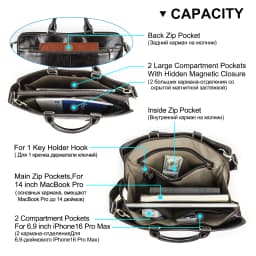 CONTACT'S Genuine Leather Business Bags for Men Luxury Designer Briefcase Office Bag Male Tote Laptop Bags for 14" Macbook Pro