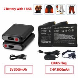 Winter Heated Socks Batteries 7.4V 3000mah/5V 5000mah Li-Polymer Battery Packs for Warm Gloves Clothes Hat Charger Power Bank