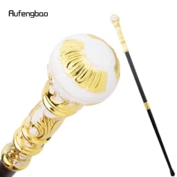 Golden White Luxury Round Handle Fashion Stick for Party Decorative Walking Cane Elegant Crosier Knob Walking Stick 93cm