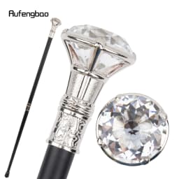Transparent Diamond Type White Walking Stick Fashion Cane Gentleman Cosplay Cane Knob Crosier 90cm Performance Stage Cane