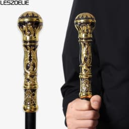 91cm Gold With Black Luxury Elegant Walking Stick Man Fashion Round Handle Walking Canes Women 2-Pieces Detachable Vintage Cane