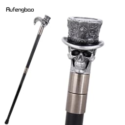 Silver Love Hat Skull Head Long Handle Walking Cane Fashion Cane Decorative Cane Halloween for Cosplay Parties Stick 93cm