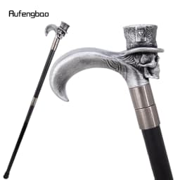 Silver Love Hat Skull Head Long Handle Walking Cane Fashion Cane Decorative Cane Halloween for Cosplay Parties Stick 93cm