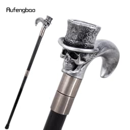 Silver Love Hat Skull Head Long Handle Walking Cane Fashion Cane Decorative Cane Halloween for Cosplay Parties Stick 93cm