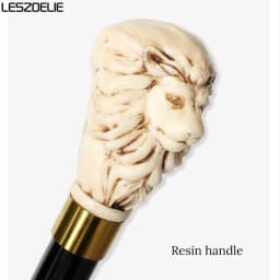 Luxury Elegant Resin Lion Head Walking Cane With Black Beech Wood Waling Stick for Men And Women