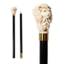 Luxury Elegant Resin Lion Head Walking Cane With Black Beech Wood Waling Stick for Men And Women