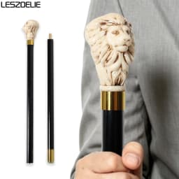 Luxury Elegant Resin Lion Head Walking Cane With Black Beech Wood Waling Stick for Men And Women