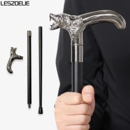 91cm Silver Wolf-Head Men's Luxury Walking Stick Fashion Decorative Hand Cane Elegant Vintage Stick for Women