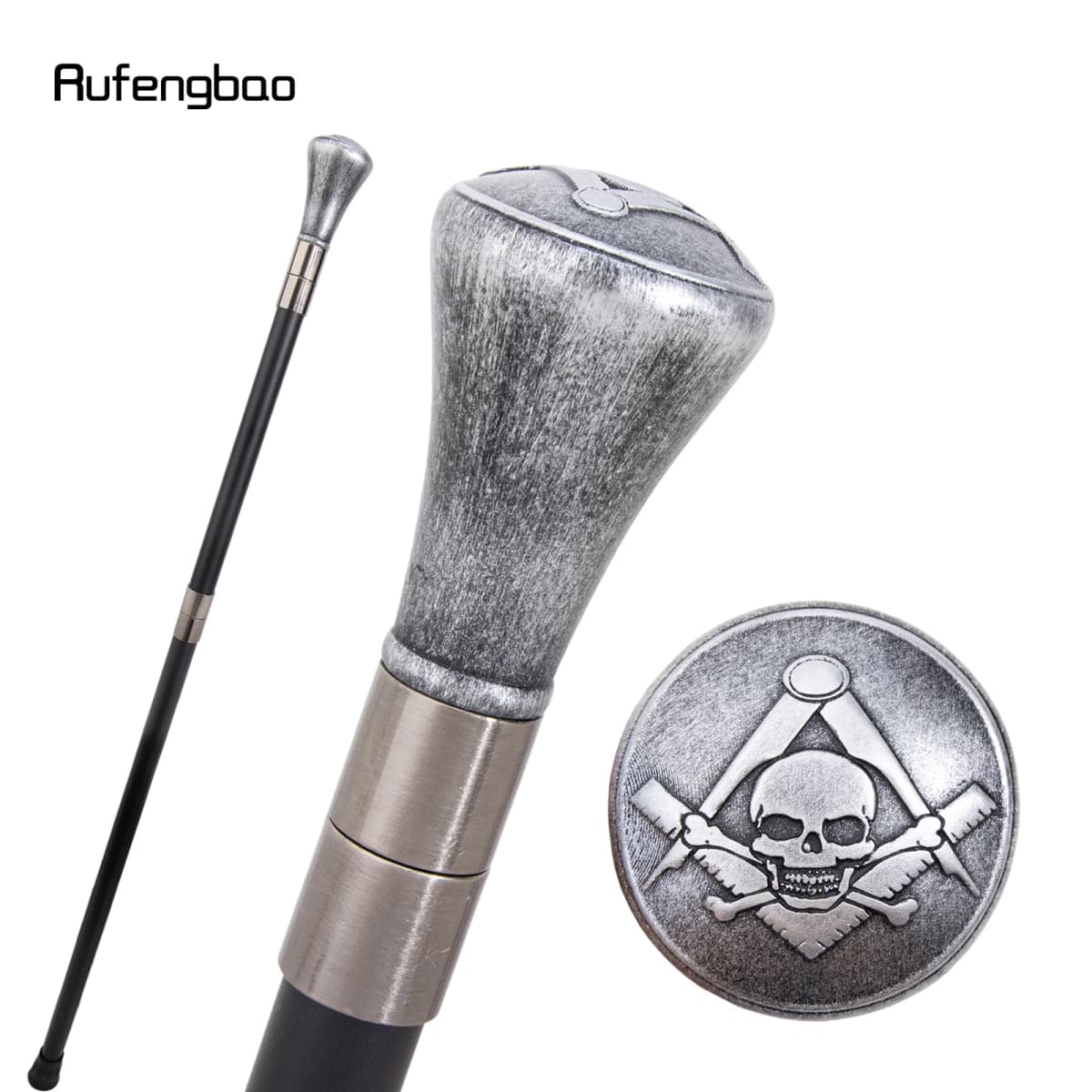 Silver Resin VG Skull Totem Decorative Cane for Halloween for Cosplay and Parties Decorative Stick 94cm