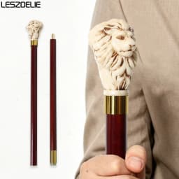 Antique Resin Lion Head Walking Stick Red Wood Detachable Walking Cane Elegant Decorative Party Accessory for Men And Women