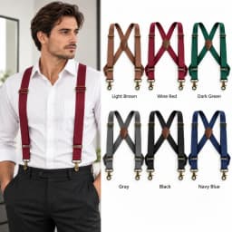 1Pc 3.5cm Wide Men Suspenders 2 Clips Adjustable Elastic Braces for Pants Trousers Business Suit Wedding Formal Wear Accessories