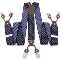 Mens Fashion Suspenders Adjustable Elastic Trouser Braces 3.5cm Wide Y-Back 6 Metal Clips Trouser Strap Belt Husband Father Gift