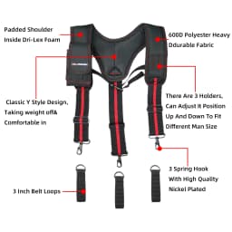 MELOTOUGH Work Suspenders Tool Belt Suspenders with Large Moveable Phone Holder, Pencil Holder