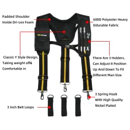 MELOTOUGH Work Suspenders Tool Belt Suspenders with Large Moveable Phone Holder, Pencil Holder