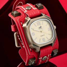 Men's Vintage Hip Hop Punk Quartz Watch - Handmade Rivet Genuine Leather Strap Fashion Accessory