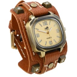 Men's Vintage Hip Hop Punk Quartz Watch - Handmade Rivet Genuine Leather Strap Fashion Accessory