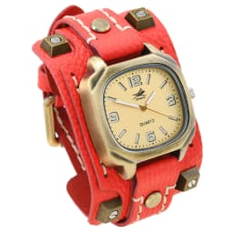 Men's Vintage Hip Hop Punk Quartz Watch - Handmade Rivet Genuine Leather Strap Fashion Accessory