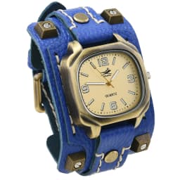 Men's Vintage Hip Hop Punk Quartz Watch - Handmade Rivet Genuine Leather Strap Fashion Accessory