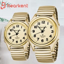 Hearkent English Talking Watch for Elderly Classic Elastic Strap Watch US Atomic Clock Digital Watch Couple Watch Parents Gift