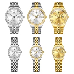 OLEVS 3629 Couple Watches Original Fashion Quartz Watches Waterproof Luminous Diamond Bezel Calendar Watches For Couple Gifts
