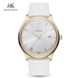 SHANGHAI Couple Automatic Watches 39mm Sapphire Mechanical Watch Date Display Flower Pattern Dial 316L Stainless Steel New S5001