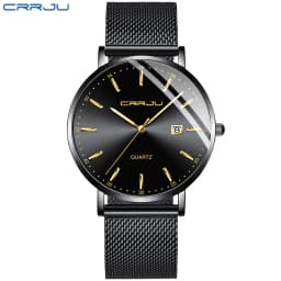 CRRJU Women Watch Fashion Quartz Waterproof Slim Stylish with Date Couple Wristwatch Mesh Strap Clock for unisex reloj hombre