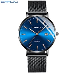 CRRJU Women Watch Fashion Quartz Waterproof Slim Stylish with Date Couple Wristwatch Mesh Strap Clock for unisex reloj hombre