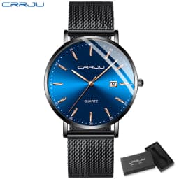 CRRJU Women Watch Fashion Quartz Waterproof Slim Stylish with Date Couple Wristwatch Mesh Strap Clock for unisex reloj hombre