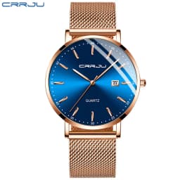 CRRJU Women Watch Fashion Quartz Waterproof Slim Stylish with Date Couple Wristwatch Mesh Strap Clock for unisex reloj hombre