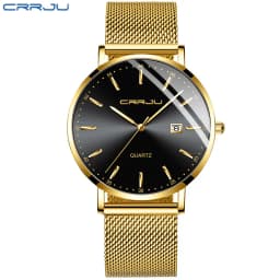CRRJU Women Watch Fashion Quartz Waterproof Slim Stylish with Date Couple Wristwatch Mesh Strap Clock for unisex reloj hombre