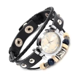 Men's Antique Punk Vintage Quartz Watch with Handmade Leather Bracelet Unisex Streetwear Fashion Accessory Gift
