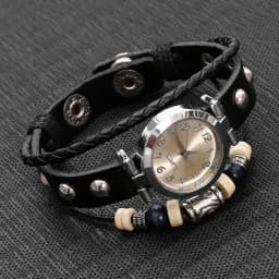 Men's Antique Punk Vintage Quartz Watch with Handmade Leather Bracelet Unisex Streetwear Fashion Accessory Gift