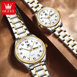 OLEVS Fashion Brand Couple Quartz Watches Waterproof Luminous Wristwatch for Lover Date Men‘s and Women's Wristwatch Simple