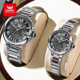 OPK 6039 Couple Watch Deep Waterproof Calendar Ladies Hand Clock
