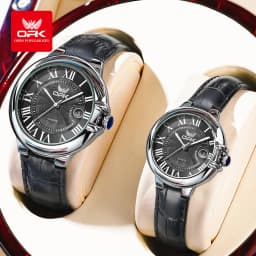 OPK 6039 Couple Watch Deep Waterproof Calendar Ladies Hand Clock