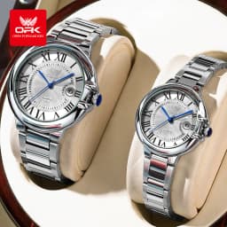 OPK 6039 Couple Watch Deep Waterproof Calendar Ladies Hand Clock