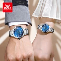 OPK 6039 Couple Watch Deep Waterproof Calendar Ladies Hand Clock