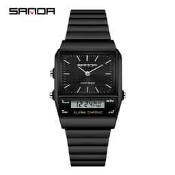 SANDA Fashion Quartz Digital Men's Watch Waterproof Casual Watch Wear-resistant Stainless Steel Couple Strap Watch