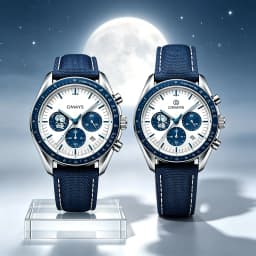 OMAYS Men's Luxury Sport Watch, 50th Anniversary Edition, Blue Nylon Band,Chronograph Quartz Wristwatch